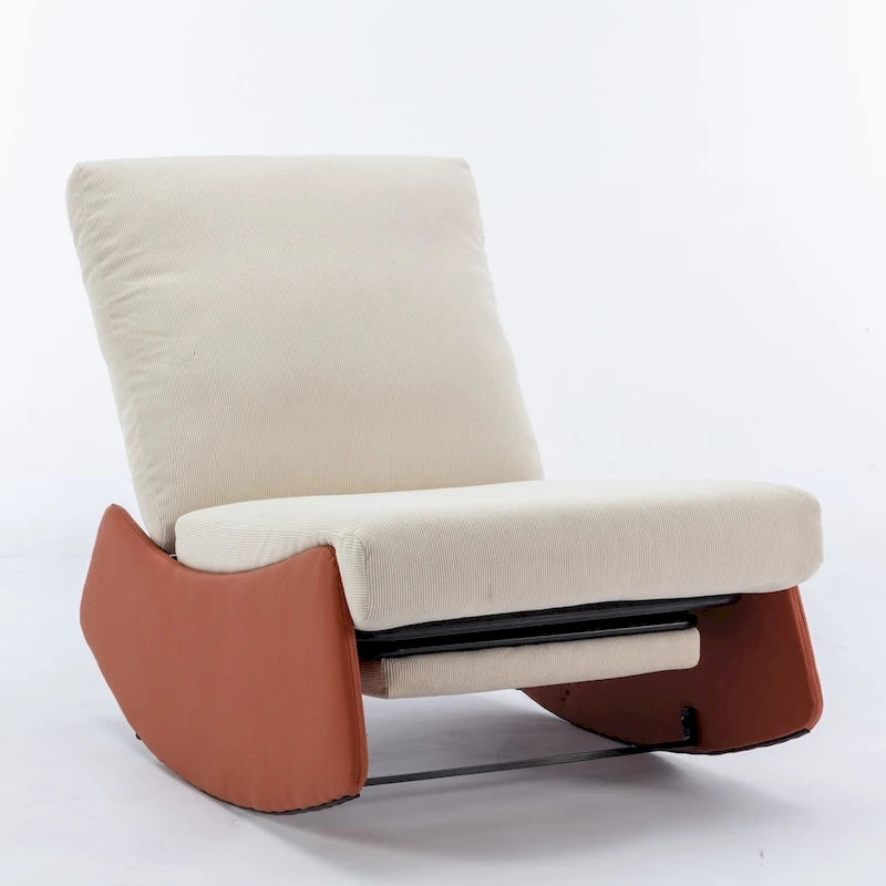 Modern Rocking Chair Recliner, Comfy Rocker Nursery Chair with Footrest, Accent Reading Chair, Upholstered Lounge Chair
