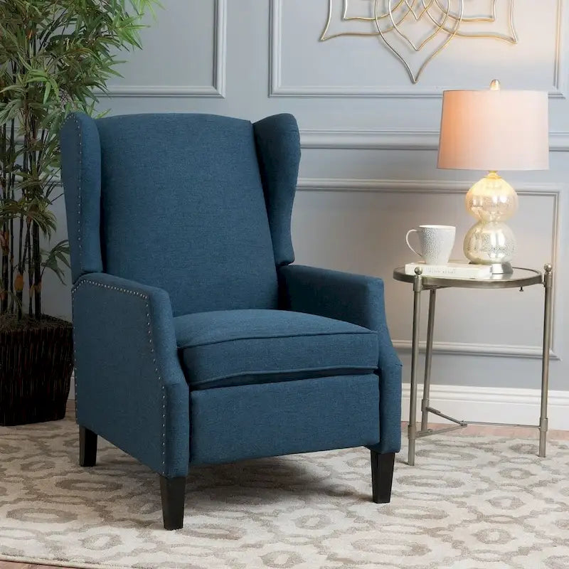 Traditional Fabric Recliner Chairs with Studded Border