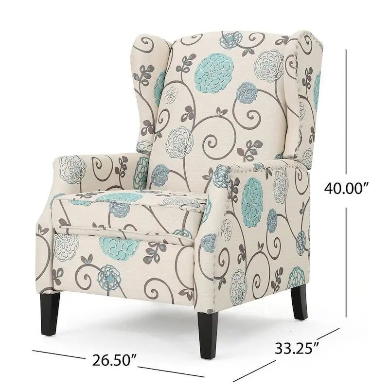 Traditional Fabric Recliner Chairs with Studded Border