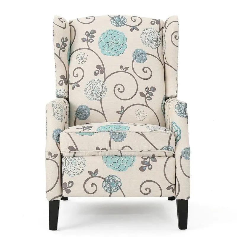 Traditional Fabric Recliner Chairs with Studded Border