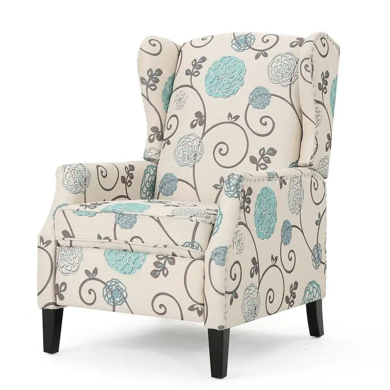 Traditional Fabric Recliner Chairs with Studded Border