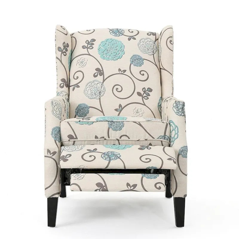 Traditional Fabric Recliner Chairs with Studded Border