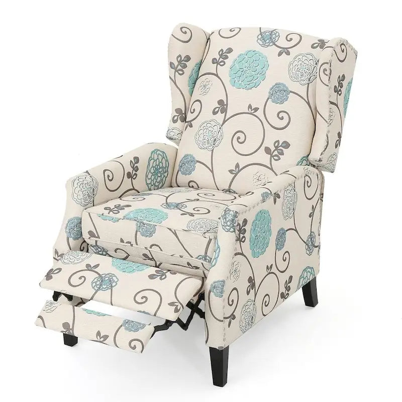 Traditional Fabric Recliner Chairs with Studded Border