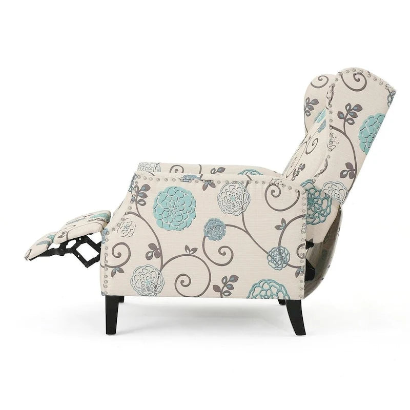 Traditional Fabric Recliner Chairs with Studded Border
