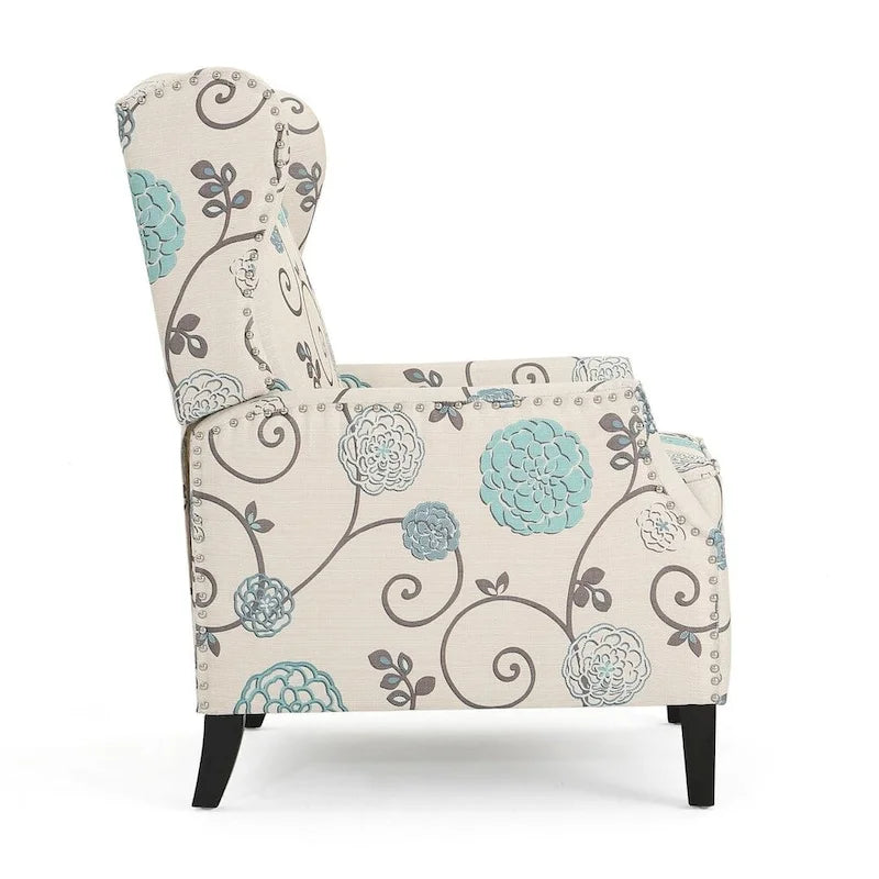 Traditional Fabric Recliner Chairs with Studded Border