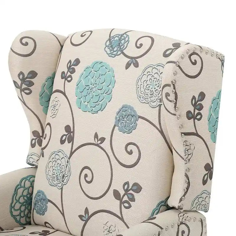 Traditional Fabric Recliner Chairs with Studded Border