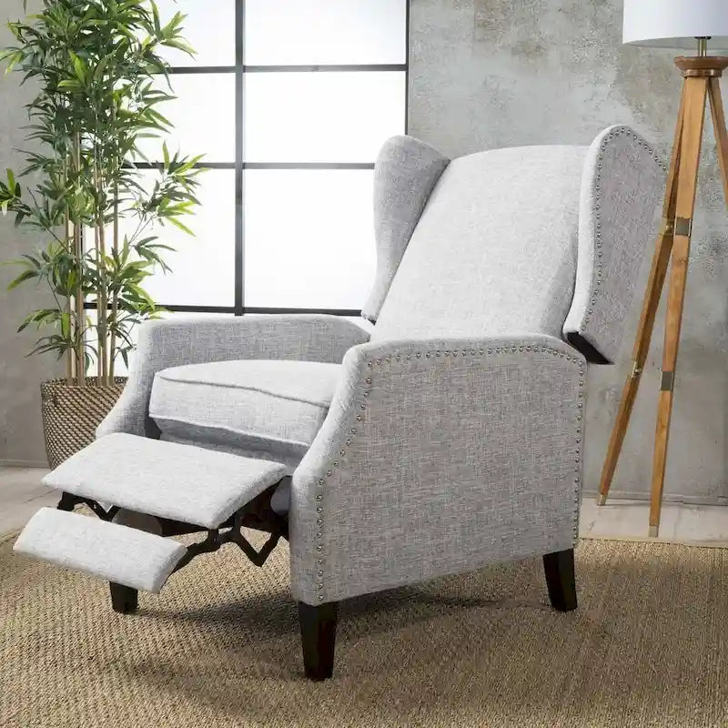 Traditional Fabric Recliner Chairs with Studded Border