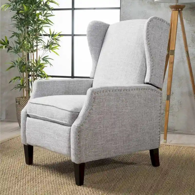 Traditional Fabric Recliner Chairs with Studded Border