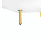 Hochglanz-Couchtisch: 4 goldene Beine, 2 Schubladen, quadratisches 2-Ebenen-Design