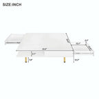 Hochglanz-Couchtisch: 4 goldene Beine, 2 Schubladen, quadratisches 2-Ebenen-Design