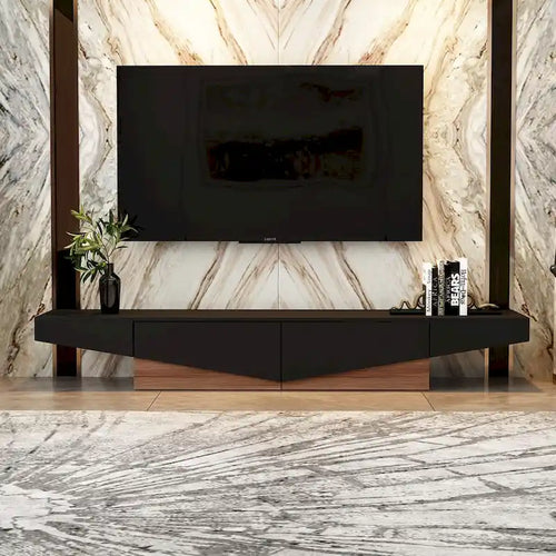 TV-Schrank in Schwarz-Weiß, Entertainment-Center mit 2 Schubladen - 78.7W