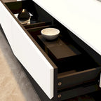 TV-Schrank in Schwarz-Weiß, Entertainment-Center mit 2 Schubladen - 78.7W