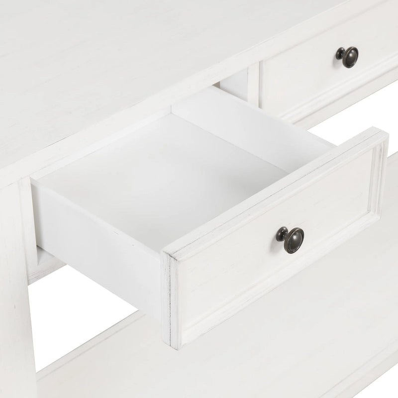 63 Pine Wood Console Table with 4 Drawers and 1 Bottom Shelf