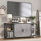 58-Zoll-Farmhouse-TV-Ständer für bis zu 65-Zoll-Fernseher mit Türen und offenen Regalfächern