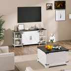 58-Zoll-Farmhouse-TV-Ständer für bis zu 65-Zoll-Fernseher mit Türen und offenen Regalfächern