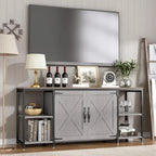 58-Zoll-Farmhouse-TV-Ständer für bis zu 65-Zoll-Fernseher mit Türen und offenen Regalfächern