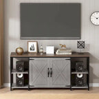 58-Zoll-Farmhouse-TV-Ständer für bis zu 65-Zoll-Fernseher mit Türen und offenen Regalfächern
