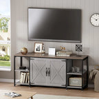 58-Zoll-Farmhouse-TV-Ständer für bis zu 65-Zoll-Fernseher mit Türen und offenen Regalfächern