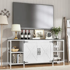 58-Zoll-Farmhouse-TV-Ständer für bis zu 65-Zoll-Fernseher mit Türen und offenen Regalfächern