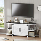58-Zoll-Farmhouse-TV-Ständer für bis zu 65-Zoll-Fernseher mit Türen und offenen Regalfächern