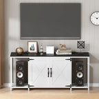 58-Zoll-Farmhouse-TV-Ständer für bis zu 65-Zoll-Fernseher mit Türen und offenen Regalfächern