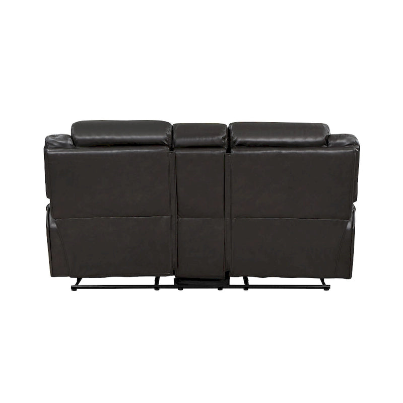 76 Inch Manual Dual Recliner Loveseat, Cupholders, Gray Faux Leather