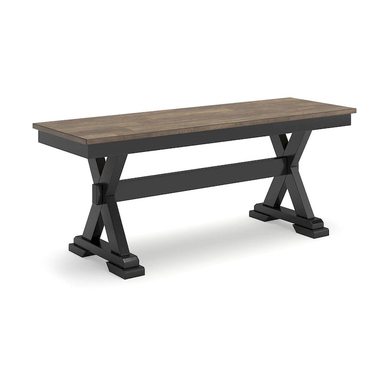 Brown/Black 50 Dining Bench - 48 W x 16 D x 19.25 H