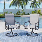 Captiva Designs 9pc Outdoor Slat-top Square Metal Dining Table and Sling Swivel Chairs