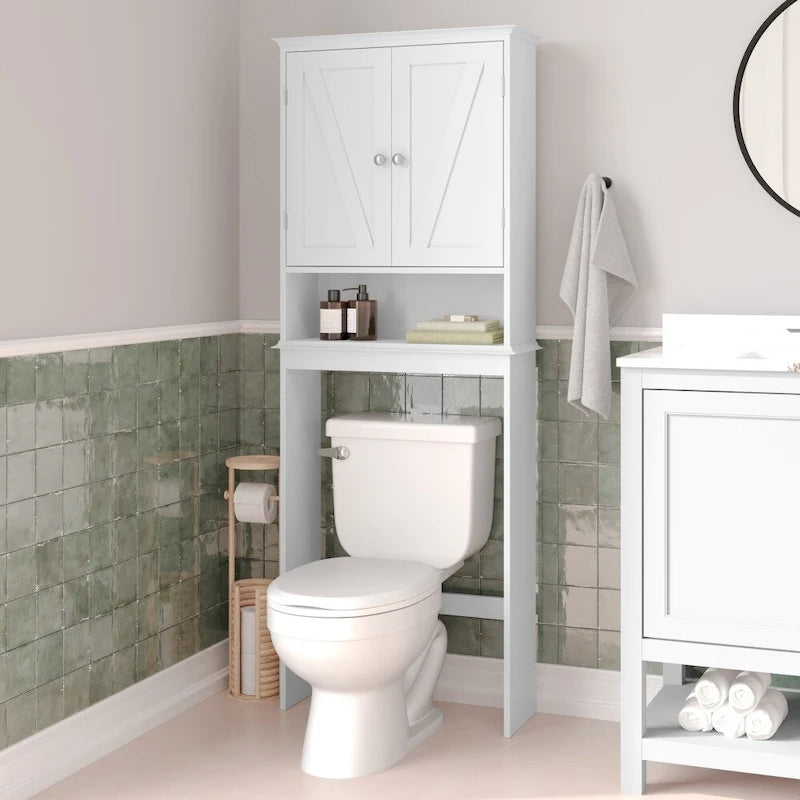 Mobiletto contenitore da bagno salvaspazio da appendere sopra il WC con 2 ripiani, colore marrone rustico