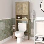Brauner Bauernhaus-Wandschrank über der Toilette, Aufbewahrung mit 2 Regalböden
