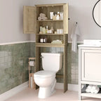 Brauner Bauernhaus-Wandschrank über der Toilette, Aufbewahrung mit 2 Regalböden