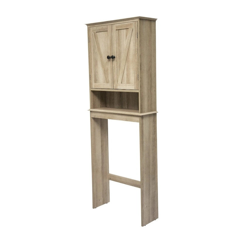 Brown Farmhouse Over the Toilet Cabinet Storage Organizer with 2 Shelves