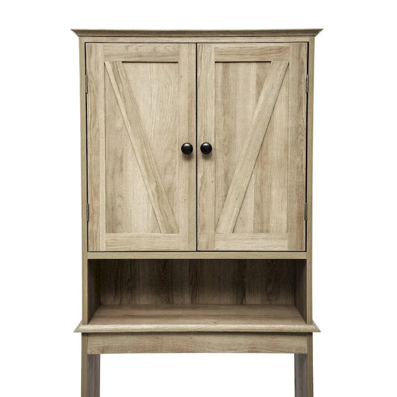 Brown Farmhouse Over the Toilet Cabinet Storage Organizer with 2 Shelves