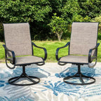 Captiva Designs 9pc Patio Slat-top Square Metal Dining Table and Padded Sling Swivel Chairs
