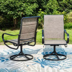 Captiva Designs 9pc Patio Slat-top Square Metal Dining Table and Padded Sling Swivel Chairs
