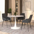 Tavolo da pranzo rotondo da 40 per 4 persone con piano in pietra sinterizzata e base bianca per cucina e sala da pranzo